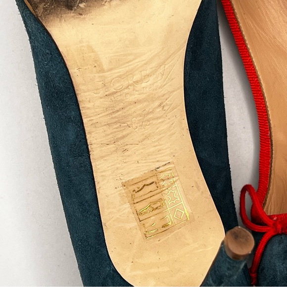 J CREW SUEDE PUMPS WITH BRIGHT ORANGE / PINK CONTRAST TRIM - Picture 9 of 14